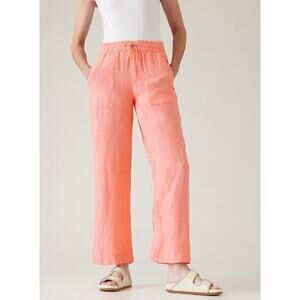 Athleta Retreat Linen Wide Leg Pants in the color Sunset Glow Size 8